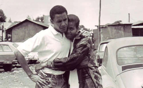 Barack Obama and fiancée, Michelle, in Kenya, 1992.