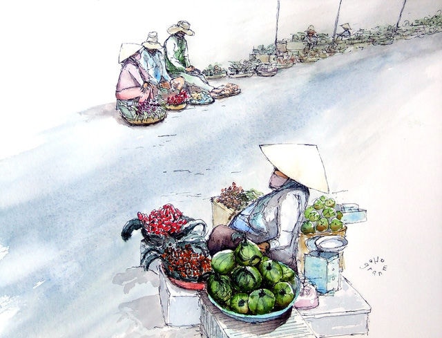  Bộ tranh đẹp quá Việt Nam ơi được vẽ bởi họa sĩ người Pháp, cộng đồng mạng quốc tế thích thú ngắm nhìn một nơi bình dị, an yên nhưng rất tươi đẹp  - Ảnh 7.
