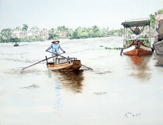  Bộ tranh đẹp quá Việt Nam ơi được vẽ bởi họa sĩ người Pháp, cộng đồng mạng quốc tế thích thú ngắm nhìn một nơi bình dị, an yên nhưng rất tươi đẹp  - Ảnh 8.