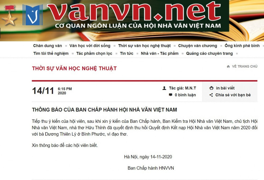 Hội Nhà văn Việt Nam thu hồi quyết định kết nạp một hội viên vì “đạo thơ” - 1