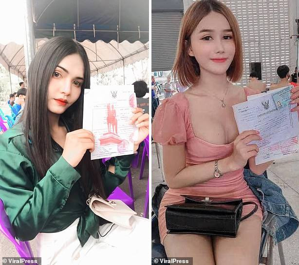 Các người đẹp chuyển giới Thái Lan đi khám sức khỏe nghĩa vụ quân sự - 1