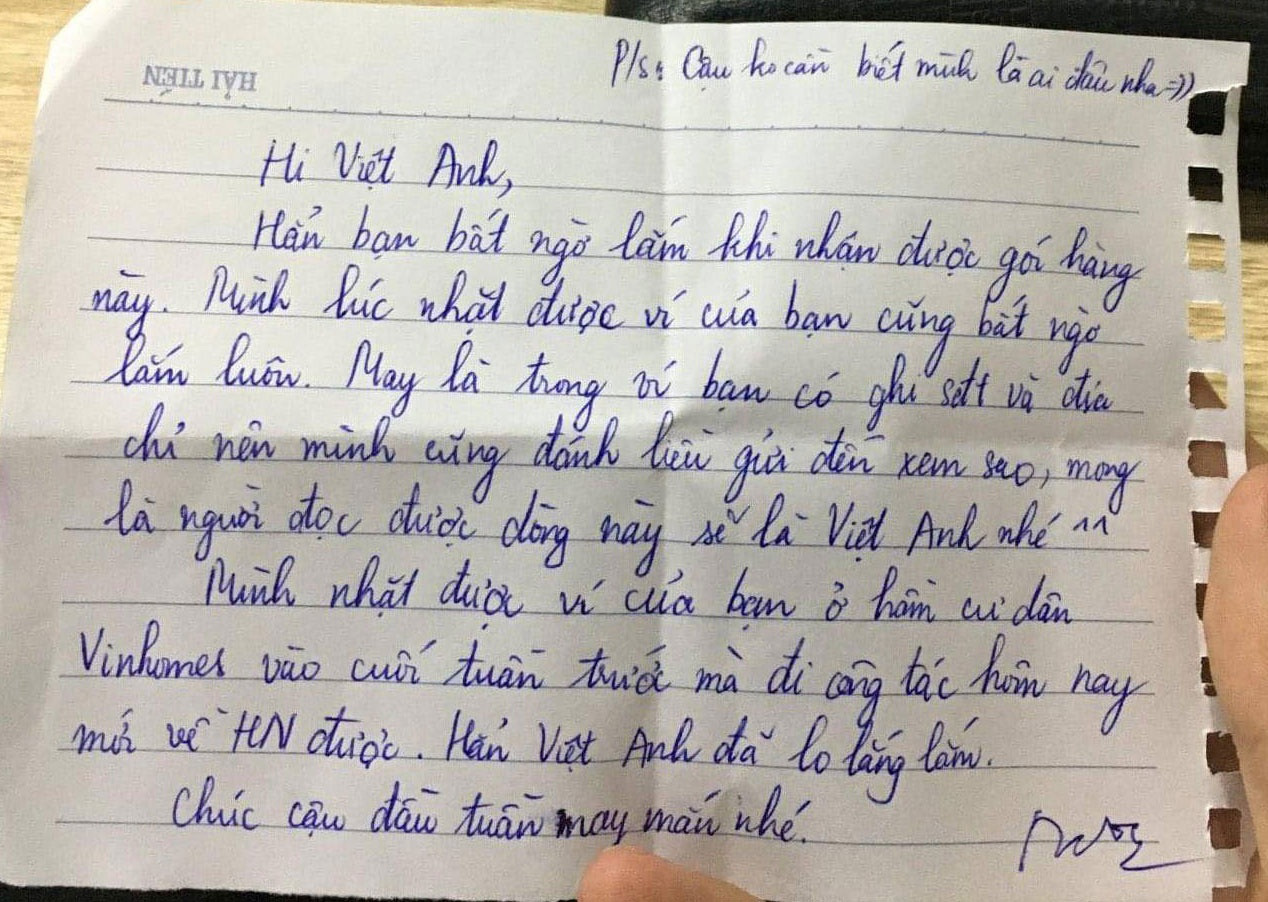 Rơi ví một tuần tưởng mất, chàng trai ở Hà Nội bất ngờ nhận bức thư bí ẩn - 2