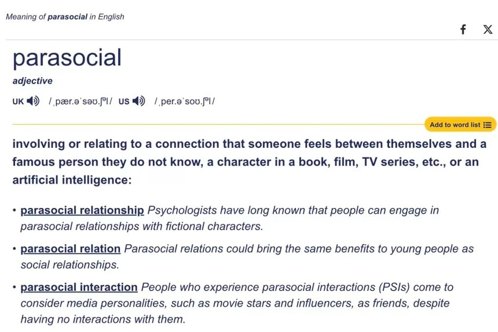 Từ của năm 2025 gọi tên “parasocial”, hé lộ xu hướng mới đang lan rộng - 1