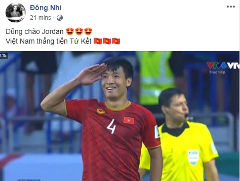 Sao Việt mừng đội tuyển VN thắng Jordan vào tứ kết Asian Cup 2019