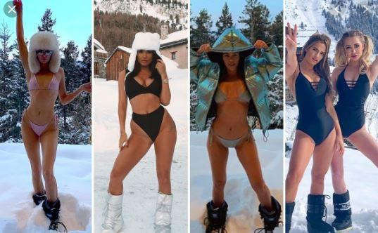 Trào lưu mặc bikini của người nổi tiếng giữa trời tuyết lạnh âm độ
