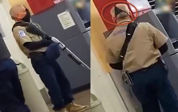 Clip nam nhân viên dùng quần lót nữ thay khẩu trang cầm súng bảo vệ ngân hàng