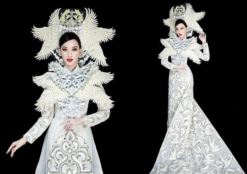 Trần Hoàng Ái Nhi trình diễn áo dài nặng 30kg tại Miss Intercontinental 2021