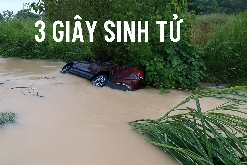 3 giây quyết đoán, ông bố đã cứu sống 5 mạng người trên chiếc xe bị lũ dữ cuốn trôi
