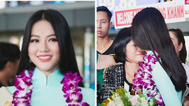 Hoa hậu Trái đất 2018 Phương Khánh rạng rỡ ngày trở về, nghẹn ngào ôm chặt mẹ tại sân bay