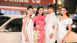 Mâu Thủy, Thùy Dung, Lệ Hằng ủng hộ Hoa hậu Ngọc Hân ra mắt BST mới tại Duyên dáng Việt Nam 30