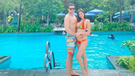 MC Phương Mai diện bikini khoe bụng bầu sau hơn 2 tháng kết hôn