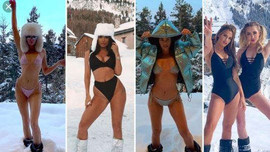 Trào lưu mặc bikini của người nổi tiếng giữa trời tuyết lạnh âm độ