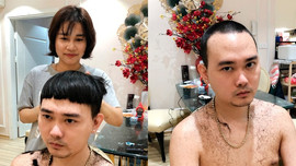 Chết cười khi vợ trẻ trở thành thợ cắt tóc bất đắc dĩ cho chồng
