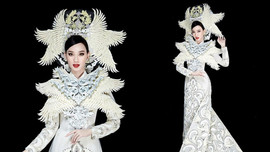 Trần Hoàng Ái Nhi trình diễn áo dài nặng 30kg tại Miss Intercontinental 2021