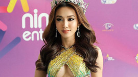 Hoa hậu Hòa bình Quốc tế Thùy Tiên mặc lại váy đêm đăng quang tham dự sự kiện