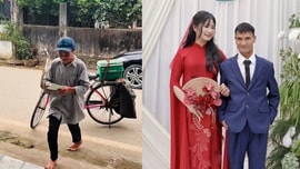 Xúc động clip người cha nhặt rác đạp xe đi mời đám cưới con gái